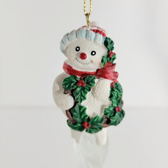 Vintage Avon Snowman with Wreath Icicle Christmas Ornament - Picture 2 of 5
